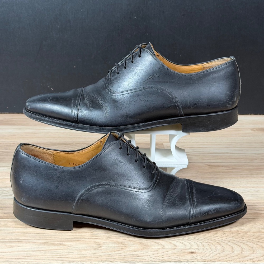 Magnanni Oxford Shoes Mens Size 9 M Black Cap Toe Leather Dress Preppy 21019